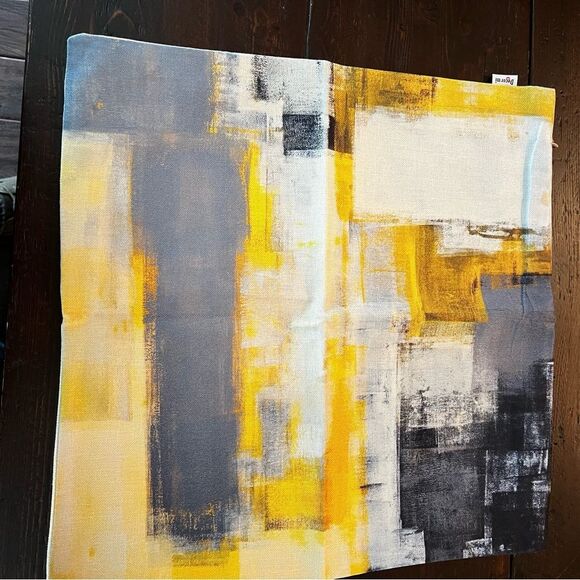 Abstract Yellow and Gray Decorative Pillowcases (Set of 3) - Picture 4 of 5